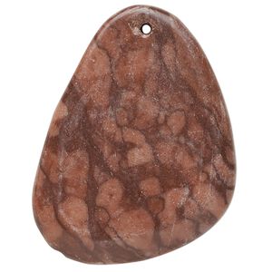 Brown zebra stone 1pkg1, puffed freeform flat back focal natural 41x33mm-45x36mm
