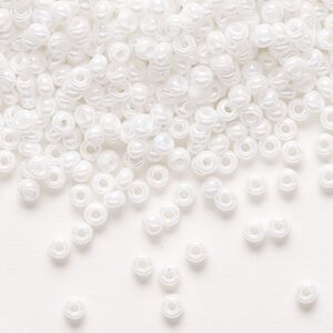 Seed bead, Preciosa Ornela Czech glass, pkg/500g, #8 rocaille, opaque luster chalkwhite, (46102).