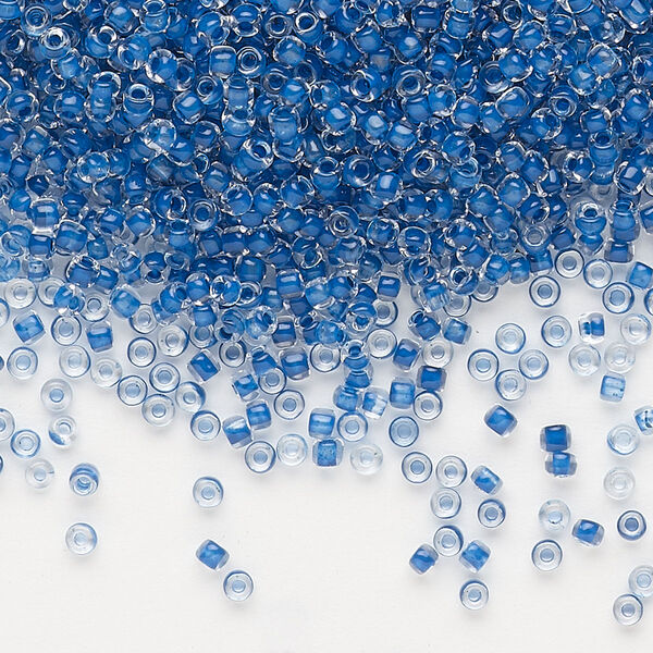Seed bead, Dyna-Mites™, glass, pkg/40g, #11 round, translucent inside dyed color cobalt, (215 11/0 RR). image number 0