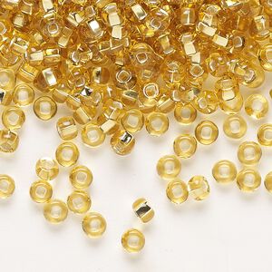 Seed bead, Preciosa Ornela Czech glass, pkg/500g, #6 rocaille, transparent silver-lined light topaz, (17020).