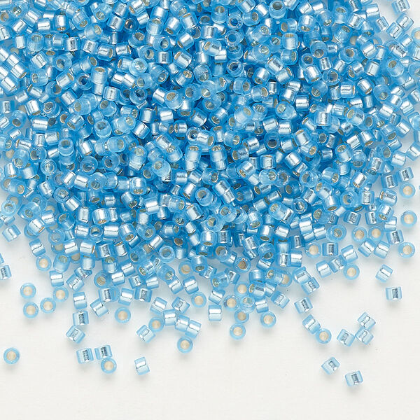 Seed bead, Delica®, glass, pkg/250g, #11 round, translucent semi-matte silver-lined aqua (DB-0692). image number 0