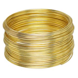 Memory wire, gold-plated high carbon steel, 1-3/4 inch bracelet, 0.7mm thick. Sold per 1-ounce pkg, approximately 60 loops.
