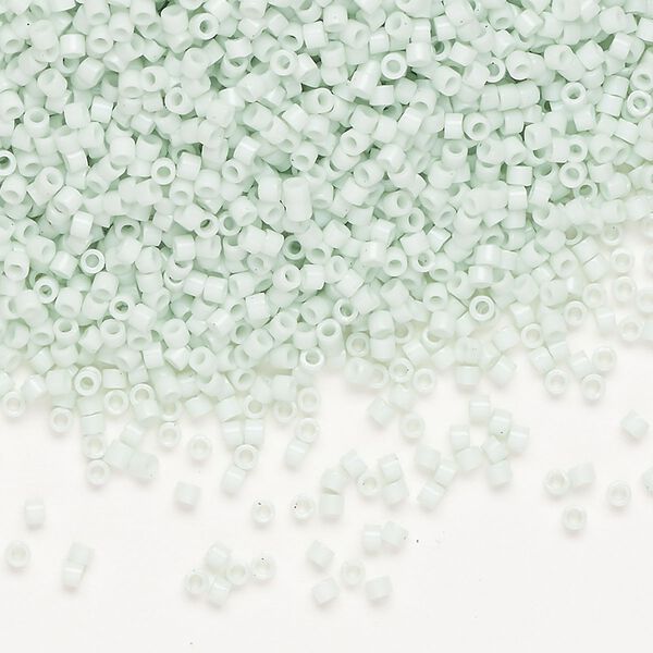 Seed bead, Delica®, glass, pkg/7.5g, #11 round, opaque glass enamel light mint (DB-1496-1). image number 0