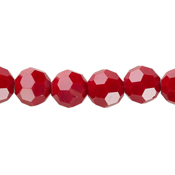 Bead 1pk 32 facets opaque red, Celestial Crystal® 10mm round 15.5-16 inch image number 0