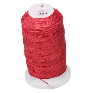 Thread, Purely Silk™, red, size F. Sold per 140-yard spool.