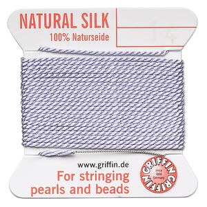 Thread, Griffin, silk, lilac, size #14. Sold per 2-meter card (approximately 78 inches).