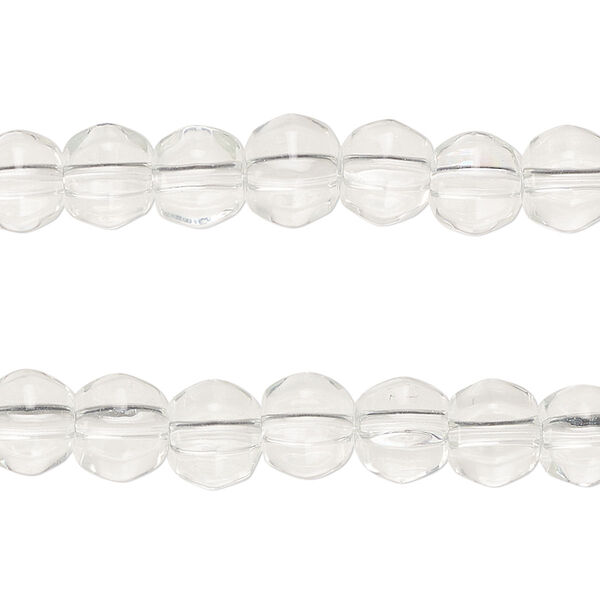 Bead, glass, clear, 8-9mm faceted round. Sold per pkg of (2) 14-inch strands. image number 0