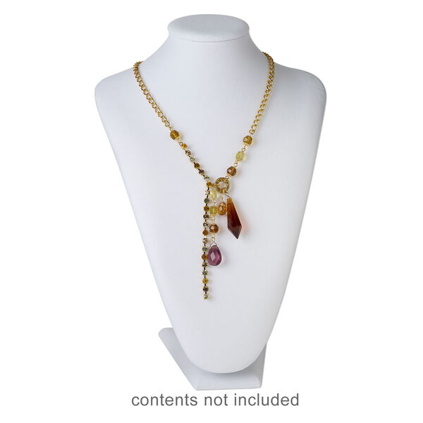 Display, necklace, velveteen and steel, white, 12-1/4 x 8-1/4 x 6-1/2 inches. Sold individually. image number 3