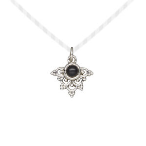 Black onyx / sterling silver 1pkg1, antiqued drop 13x11mm