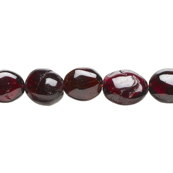Bead, garnet (dyed), 8x7mm-12x10mm hand-cut puffed oval, B- grade, Mohs hardness 7 to 7-1/2. Sold per 13-inch strand, approximately 35 beads. image number 0