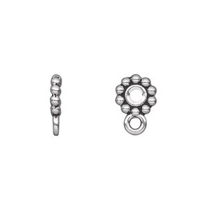 Bead, TierraCast®, antique silver-plated pewter (tin-based alloy), 9x2mm beaded rondelle with closed loop. Sold per pkg of 20.