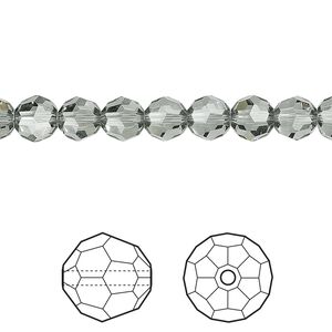 Bead 12pk black diamond, Crystal Passions® 6mm round 5000