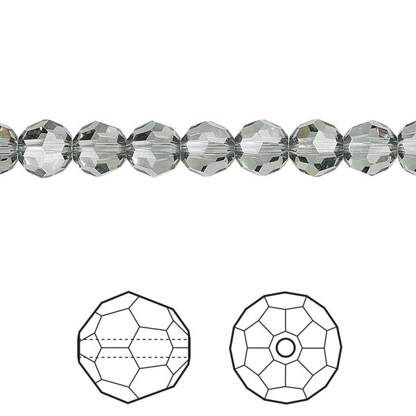 Bead 12pk black diamond, Crystal Passions® 6mm round 5000 image number 0