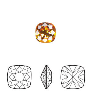 Fancy stone 1pkg144 dark orange TCF™ foil back, Swarovski®, 10mm square cushion 4470