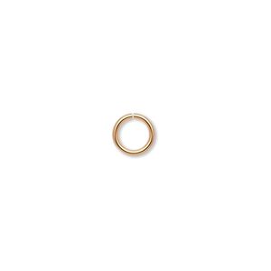 Jump ring, gold-plated brass, 7mm round, 5.1mm inside diameter, 18 gauge. Sold per pkg of 500.
