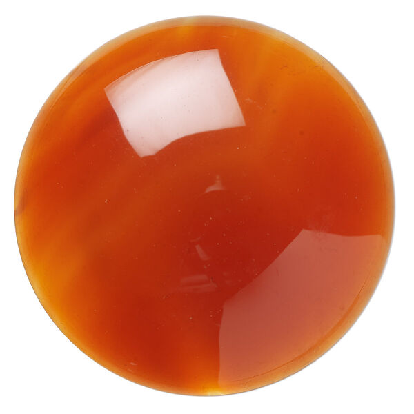 Cabochon, red agate (dyed / heated), 38mm calibrated round, B grade, Mohs hardness 7. Sold individually. image number 0