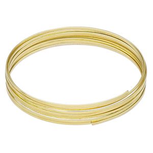 Memory wire, Beadalon®, gold-plated carbon steel, 2-1/4 inch flat bracelet, 1x0.5mm-1.2x0.6mm flat. Sold per 0.35-ounce pkg, approximately 12 loops.