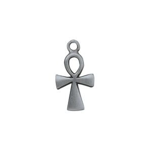 Charm, "pewter" (zinc-based alloy), 18x12mm ankh. Sold per pkg of 2.