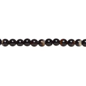 Black agate 1pkg1, round bead 15 inch 4-5mm