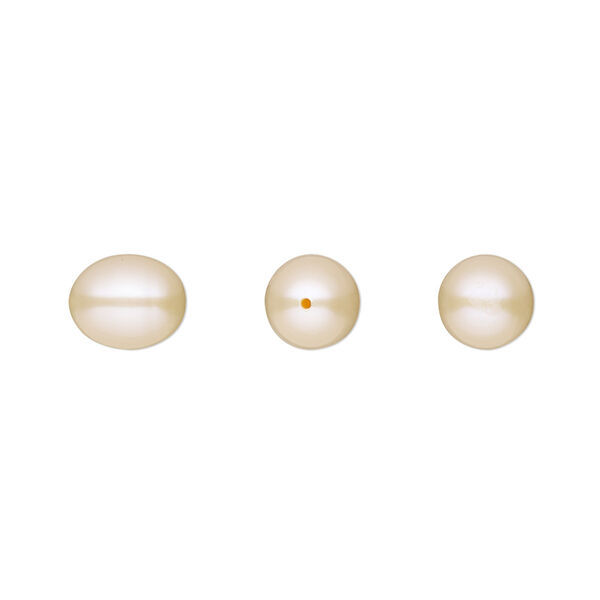 Pearl, White Lotus™, cultured freshwater, peach, 8x6mm-9x7mm half-drilled teardrop, B grade, Mohs hardness 2-1/2 to 4. Sold per pair. image number 0