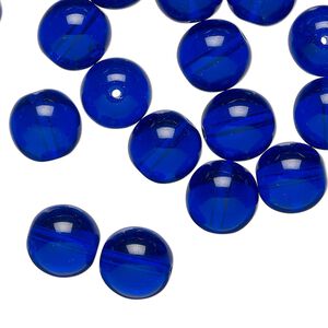 Czech glass 1pkg40, round druk bead cobalt blue 10mm