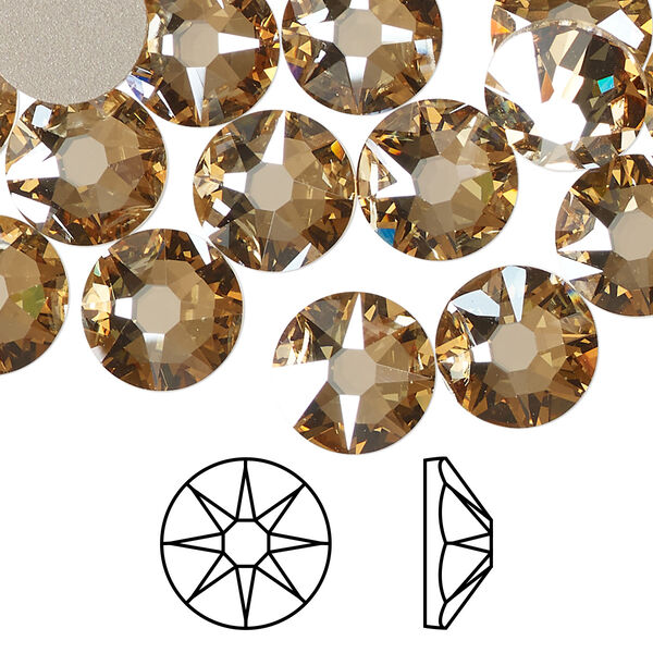 Flat back 12pk crystal golden shadow foil back, Crystal Passions® 10.912-11.304mm rose round SS48 2088 image number 0