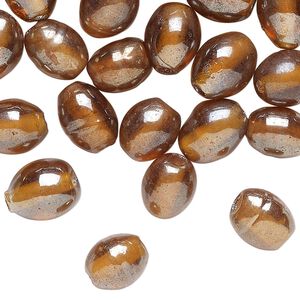 Bead, glass, translucent brown luster, 10x8mm-11x8mm oval. Sold per pkg, 50 beads.