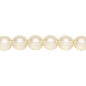 Bead, Czech pressed glass, pearlized cream, 8mm round. Sold per 15-1/2" to 16" strand, approximately 50 beads.