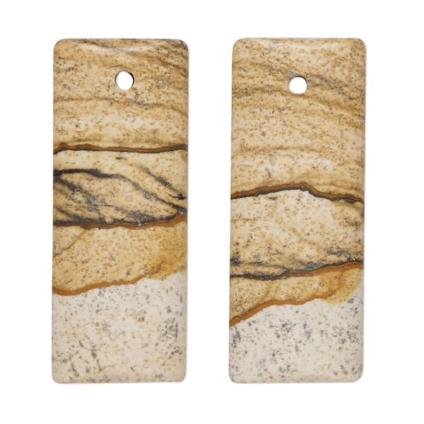 Picture jasper 1pkg2, top-drilled rectangle focal natural 35x15mm image number 0