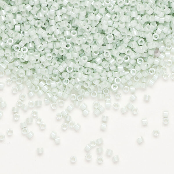 Seed bead, Delica®, glass, pkg/7.5g, #11 round, opaque glazed luster light mint (DB-1536-1). image number 0