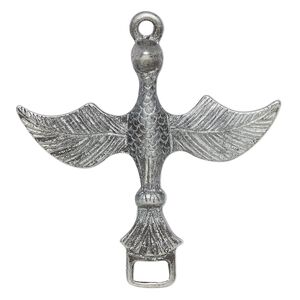 Focal, antiqued pewter (tin-based alloy), 54x51mm double-sided bird with loop. Sold individually.