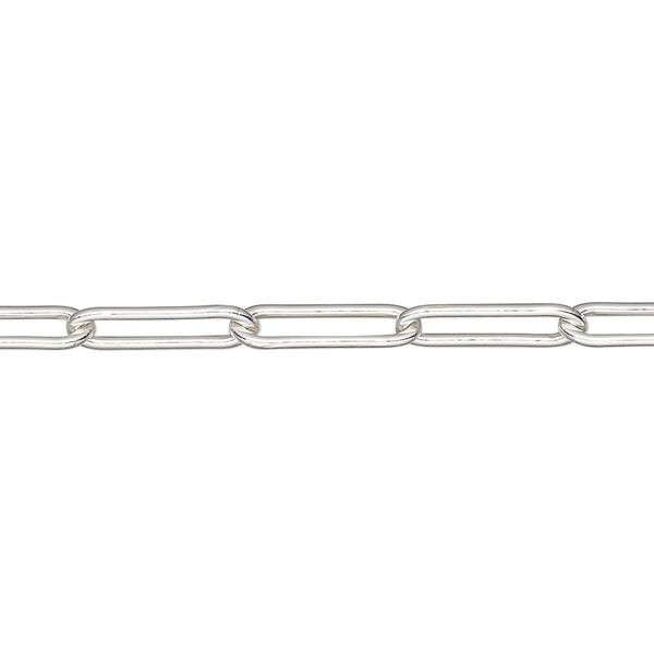 Chain, sterling silver, 3.8mm paperclip. Sold per 5-ft section. image number 0