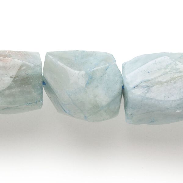 Green aquamarine 1pkg1, faceted nugget bead 15 inch large image number 0