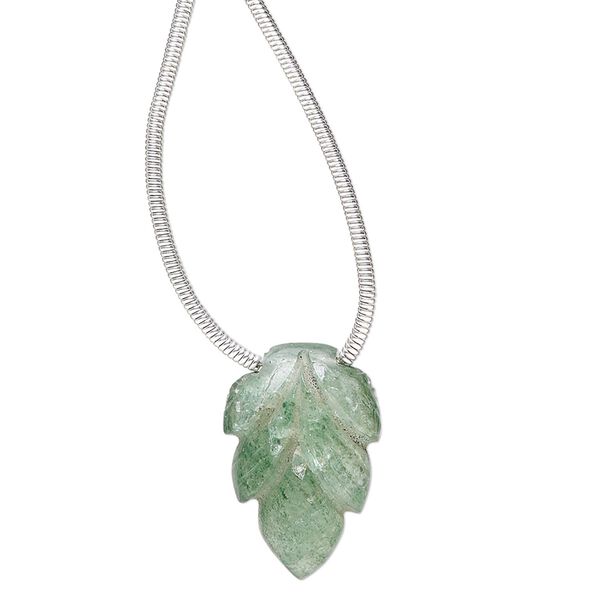 Green aventurine 1pkg1, hand-cut top-drilled carved leaf bead natural 18x12mm image number 0