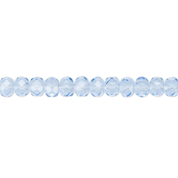 Bead, Czech fire-polished glass, sapphire blue, 5x4mm faceted rondelle. Sold per 15-1/2" to 16" strand. image number 0