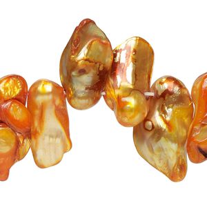 Bead, blister pearl shell (dyed), carrot, 13x6mm-26x15mm top-drilled baroque with 0.4-0.6mm hole, Mohs hardness 2-1/2 to 4. Sold per 15-inch strand.