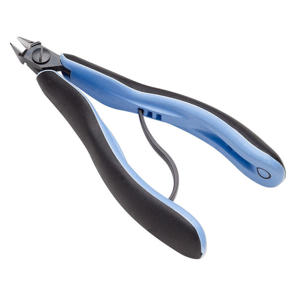 Pliers, Lindstrom® RX series, tapered flush-cutter, rubber / plastic / carbon steel, blue and black, 5-1/4 inches. Use for light gauge softer metals. Sold individually. image number 0