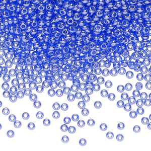 Seed bead glass 1pk #10 round, 50 gram translucent luster sapphire