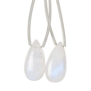 Rainbow moonstone 1pkg2, hand-cut top-drilled puffed teardrop bead natural 20x10mm