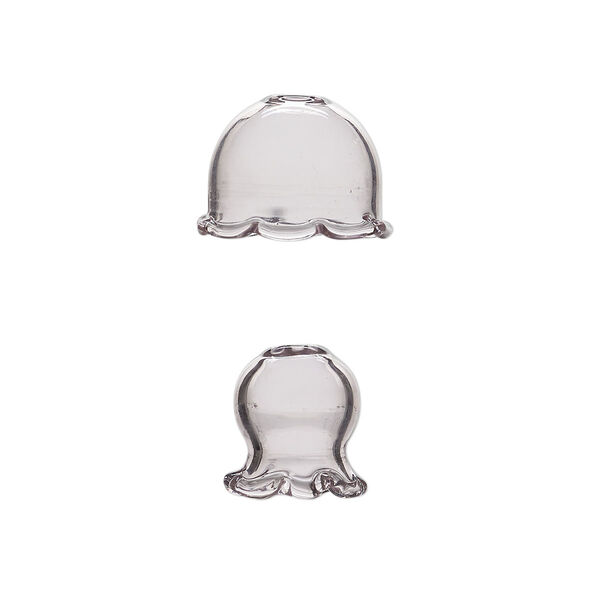 Component, glass, pink, 24x16mm and 16x16mm jellyfish, handmade. Sold per 2-piece set. image number 0