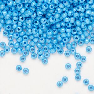 Seed bead, Preciosa Ornela Czech glass, pkg/500g, #8 rocaille, opaque terra dyed dark turquoise luster chalkwhite, (16365).