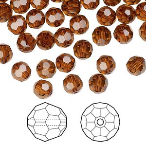 Bead 360pk light amber, Swarovski® 6mm round 5000