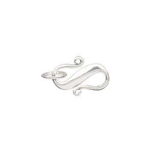 Clasp S-hook 1pkg1 sterling silver, 16x11mm / 6-8mm 18 gauge closed jump ring, JBB Findings 1-strand