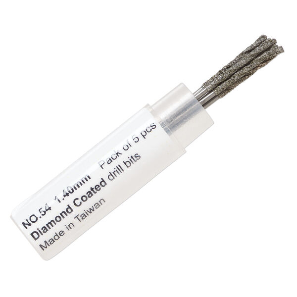 Drill bit, diamond-coated high speed steel, 1-1/4 inches with 1.2mm twisted bit and 0.99mm shank. Sold per pkg of 5. image number 0