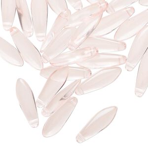 Bead 1pkg50 Czech pressed glass, transparent light rose, 15.5x5mm top-drilled dagger.