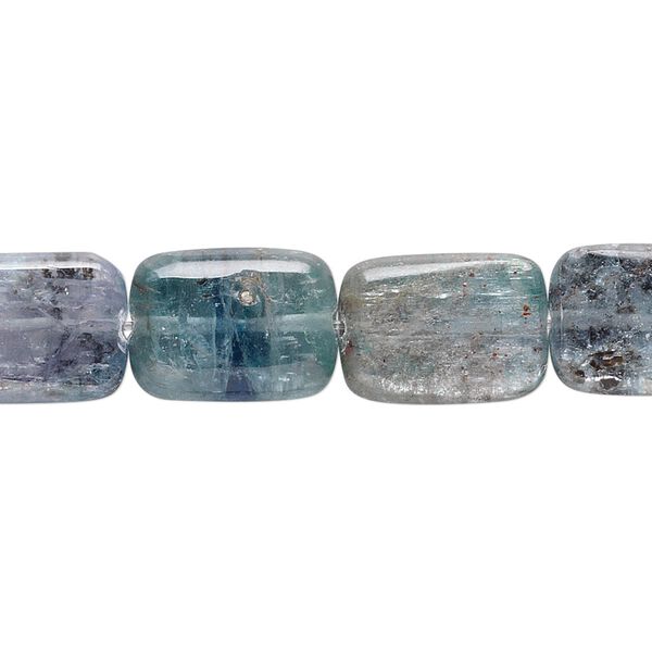 Bead, blue kyanite (coated), 14x10mm flat rectangle, B grade, Mohs hardness 4 to 7-1/2. Sold per 15-1/2" to 16" strand. image number 0
