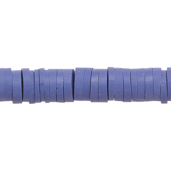 Bead, polymer clay, opaque purple, 8x2mm heishi. Sold per pkg of (2) 15-1/2" to 16" strands. image number 0