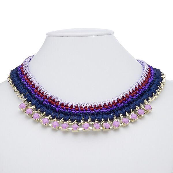Necklace, acrylic / nylon / rose gold-coated plastic / rose gold-finished steel / "pewter" (zinc-based alloy), multicolored, 14 inches with 2-inch extender chain and lobster claw clasp. Sold individually. image number 0