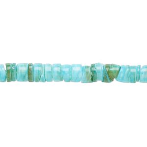 Cabibe shell 1pkg1, hand-cut heishi bead turquoise blue 15.5-16 inch 5x1mm-6x4mm