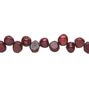 Freshwater pearl 1pkg1, top-drilled flat-sided potato, 15.5-16 inch black cherry 5x5mm-7x6mm cultured